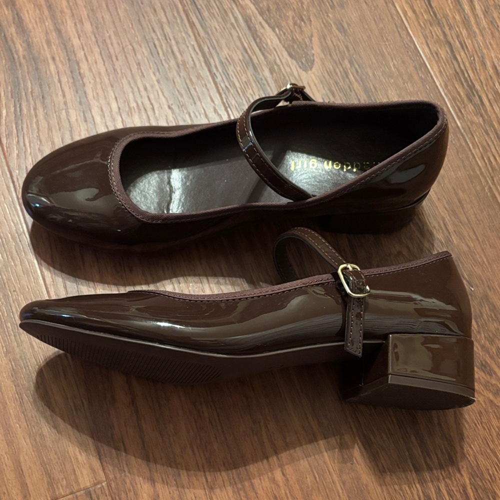 Madden Girl Chocolate Patent Mary Jane Flats